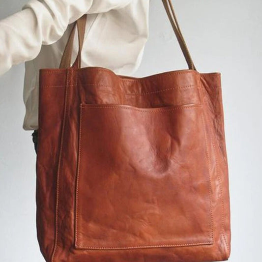 Classic Oil Wax Vegan Leather Shoulder Bag