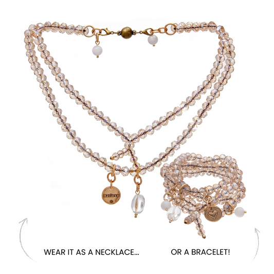 Believe Heart Crystal Boho Wrap Bracelet or Necklace