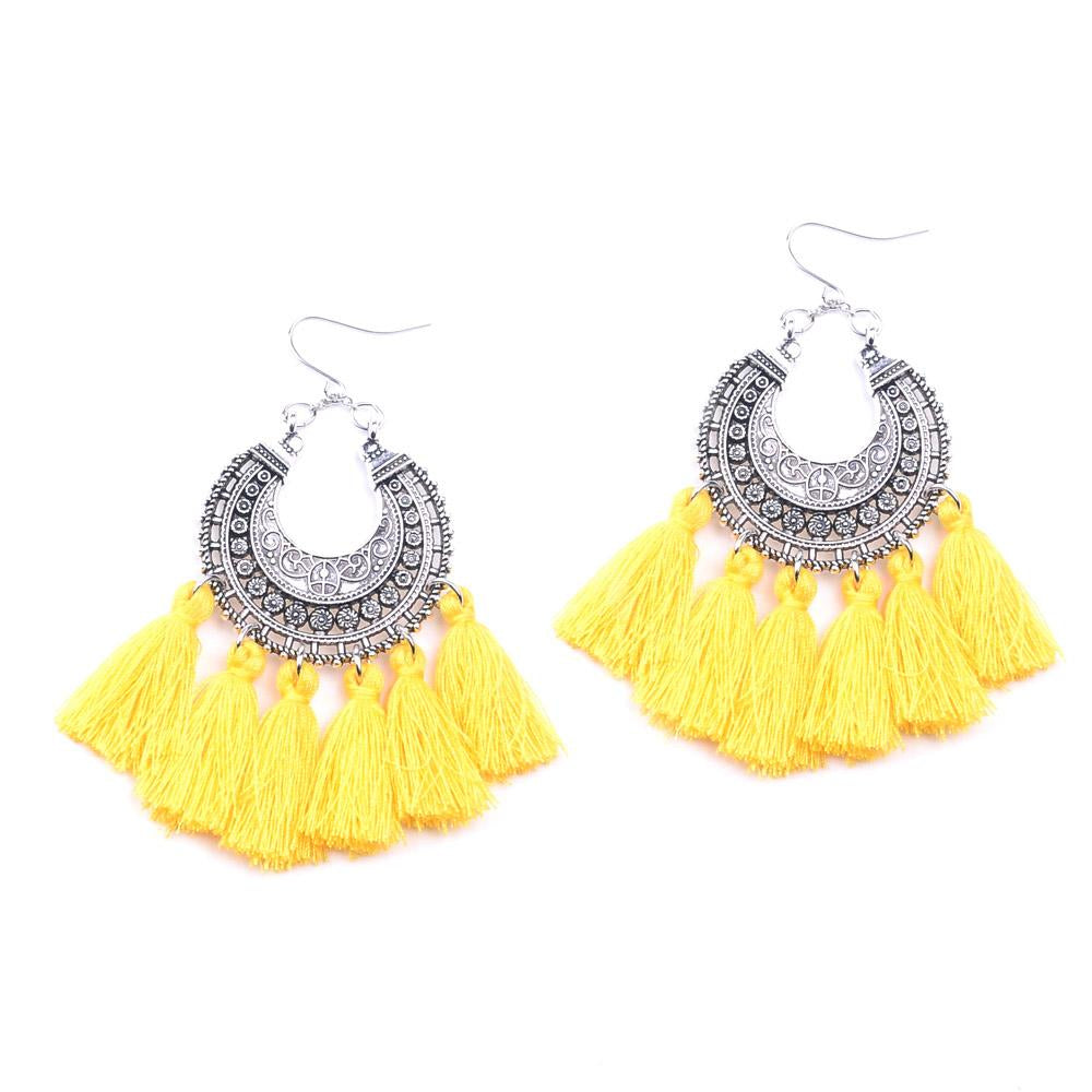 Boho Tassel Earrings with Antique Silver Finish