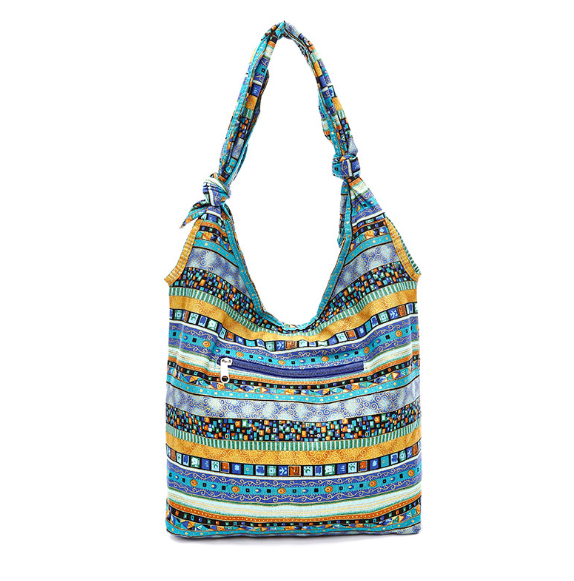 Bucket Style Shoulder Bag in Natural Cotton