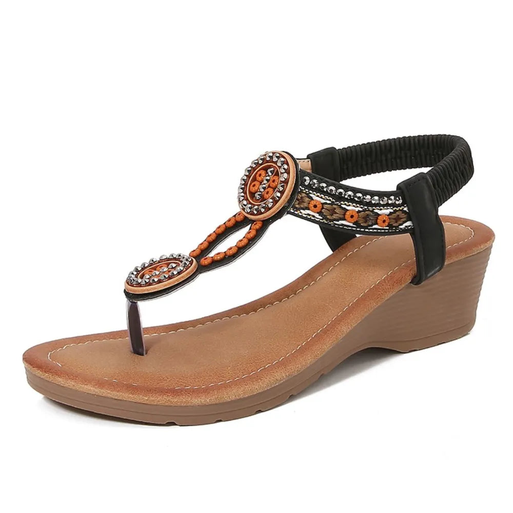 Riveted & Beaded Wedge Sandals