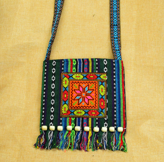 Vintage  Messenger Shoulder Bag w/Embroidery & Tassels