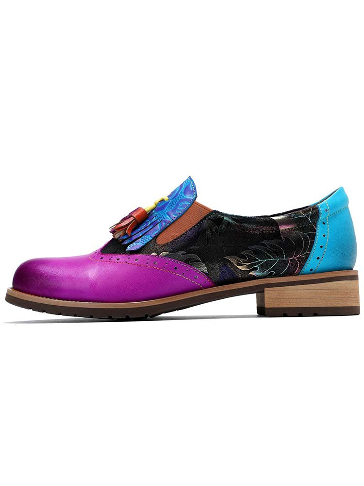 Bohemian Painted Brogue Genuine Leather Shoes