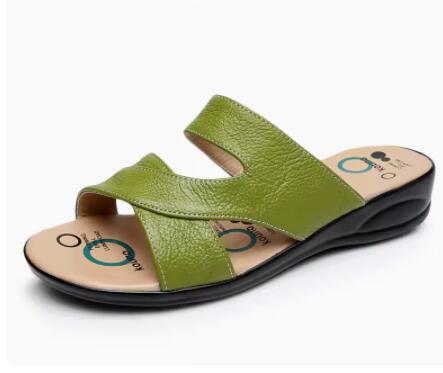 Leather Slides Open-Toe Sandals