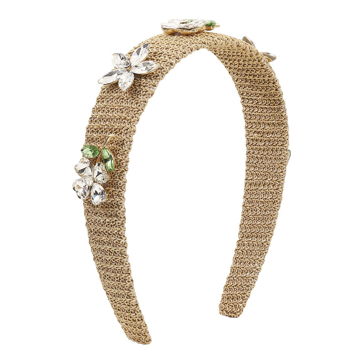 Woven Headband Pearl Flower Rhinestone Beadwork