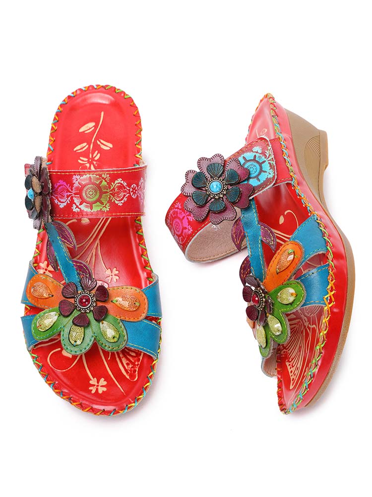 Valery Retro Floral Embossing Slippers