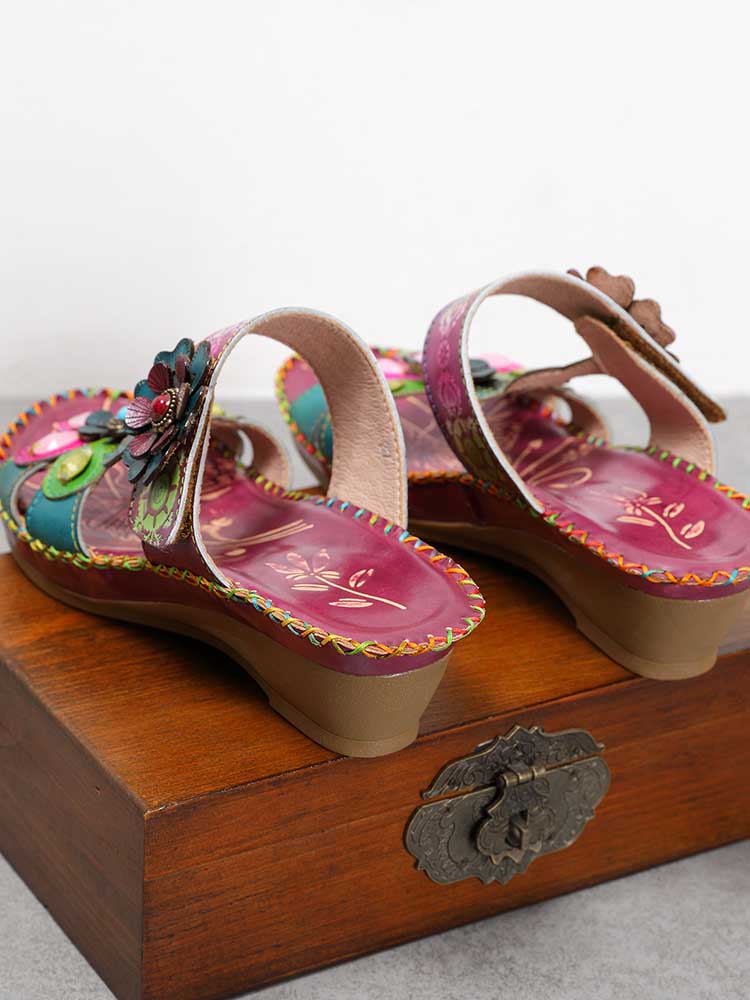 Valery Retro Floral Embossing Slippers