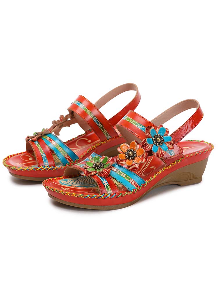 Zaria Flowers Embossing Sandals