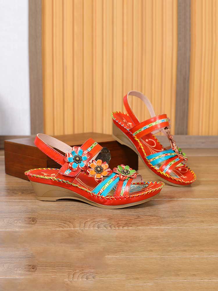 Zaria Flowers Embossing Sandals