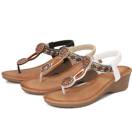Riveted & Beaded Wedge Sandals