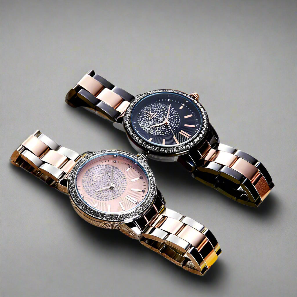 Rose Gold Watch Womens Quartz 100% Mechanical