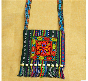 Vintage  Messenger Shoulder Bag w/Embroidery & Tassels
