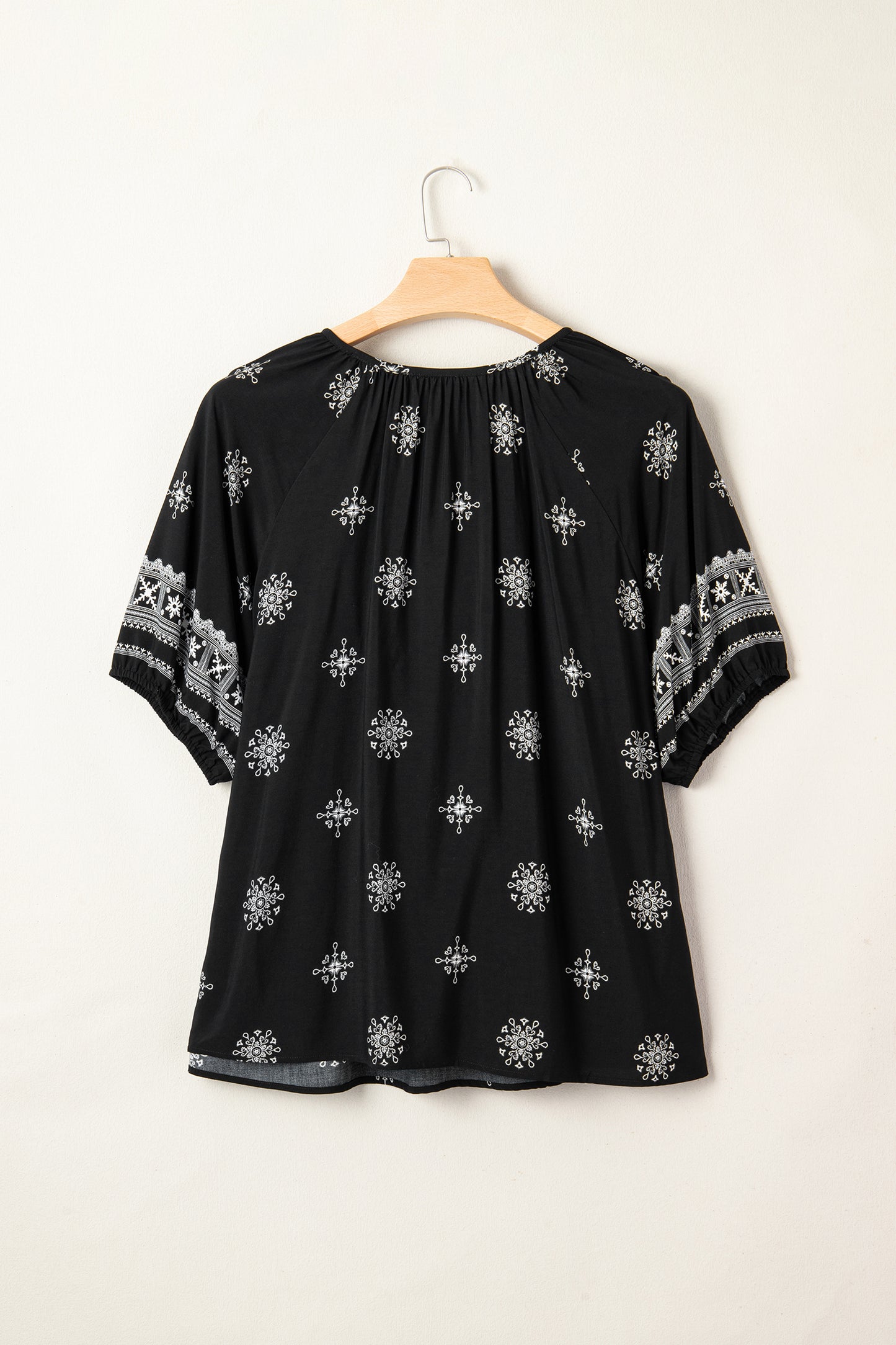 Yellow Boho Chic Notched V Neck Plus Floral Short Sleeve Top