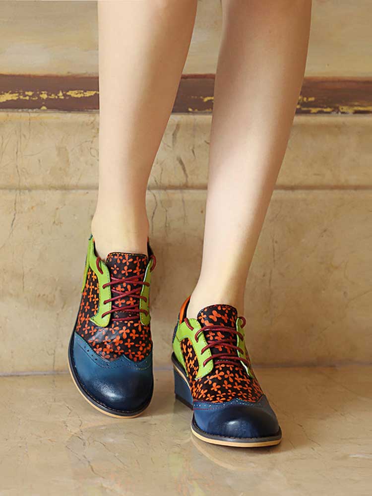 Casual Vintage Handmade Style Leather Brogue Shoes