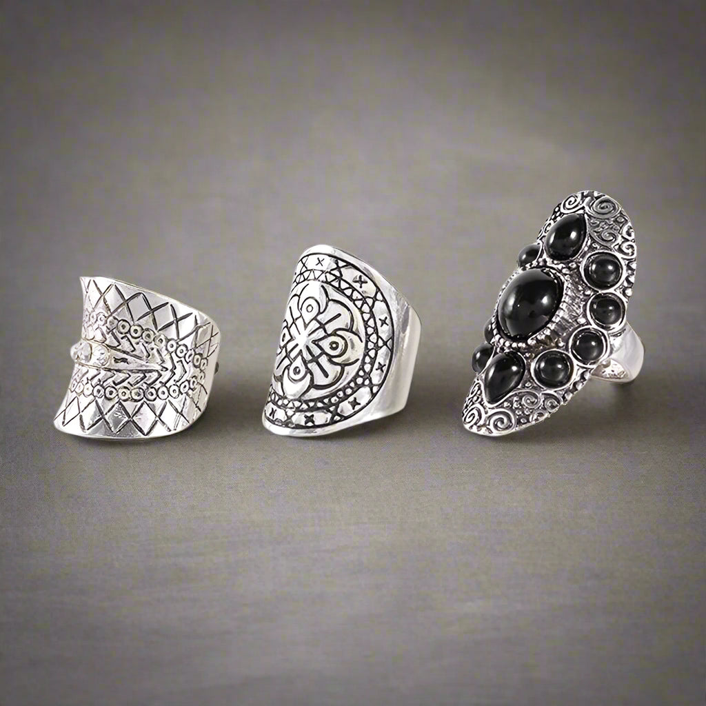 3 antique silver rings