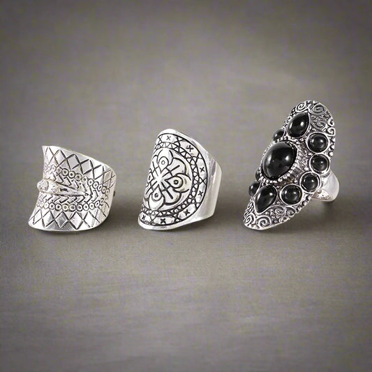 3 antique silver rings