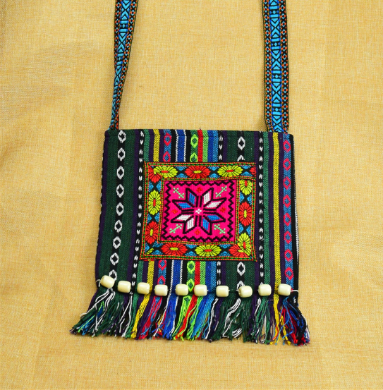 Vintage  Messenger Shoulder Bag w/Embroidery & Tassels