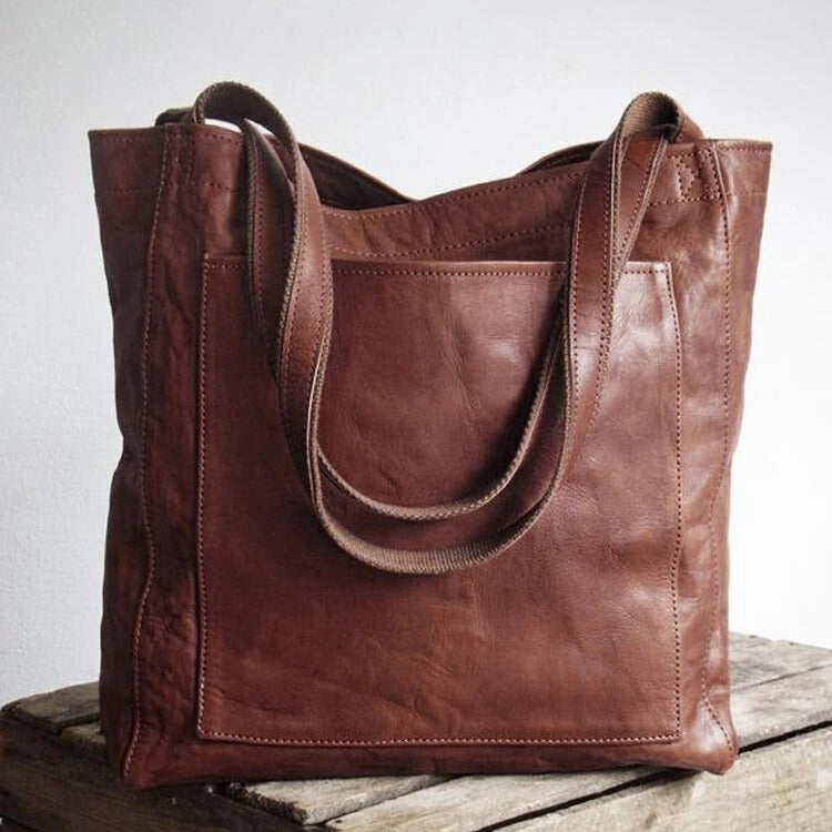 Classic Oil Wax Vegan Leather Shoulder Bag