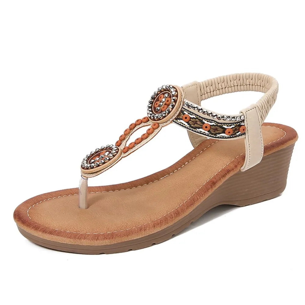 Riveted & Beaded Wedge Sandals