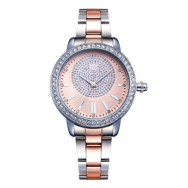 Rose Gold Watch Womens Quartz 100% Mechanical