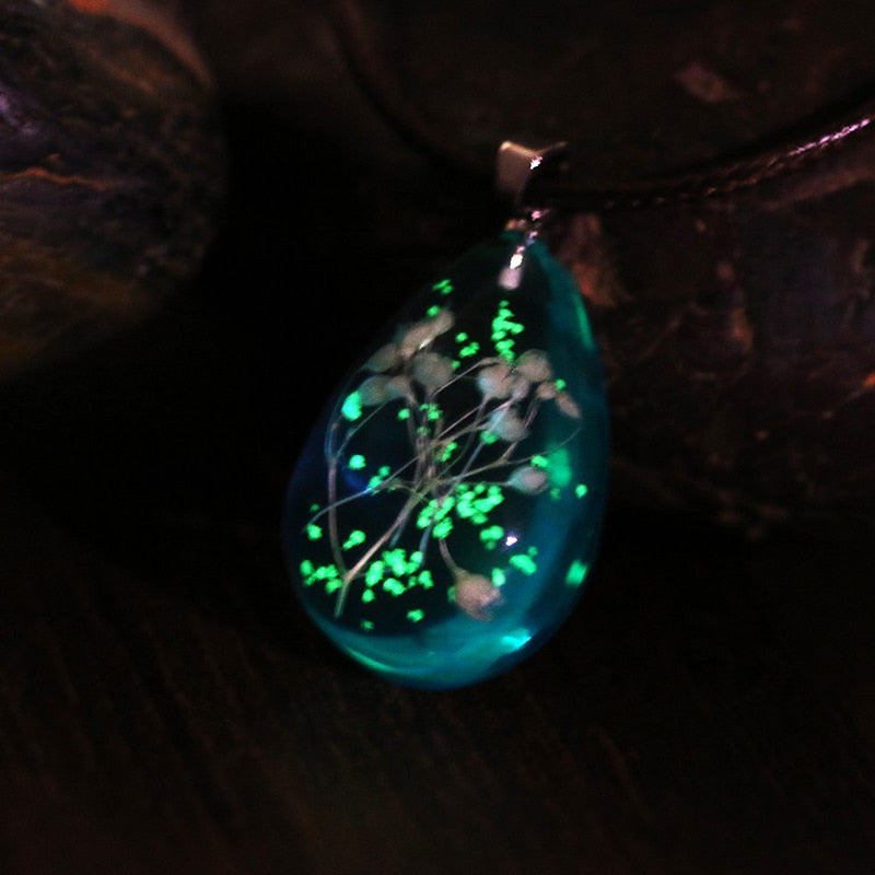 Handmade Gypsophila Glass Pendant Choker Necklace