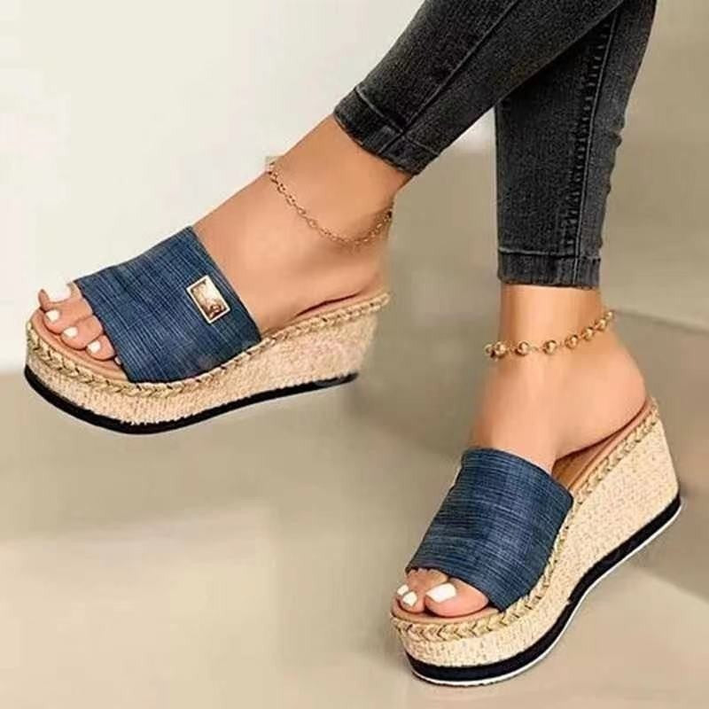 Wedge Sandals with Braided Embellishments