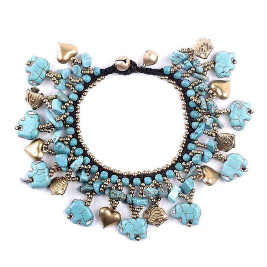 Natural Stone Tassels & Charms Bracelet
