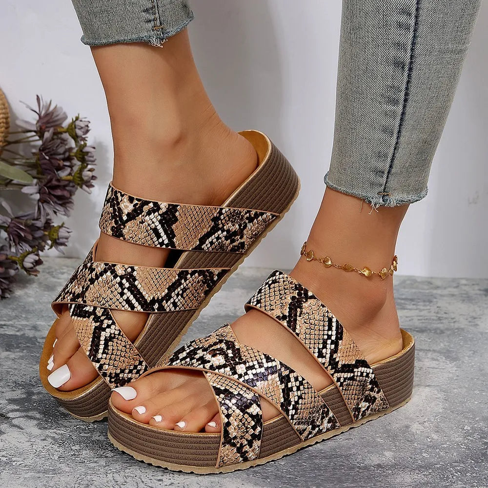 Crisscross Open-Toe Vegan Platform Sandals