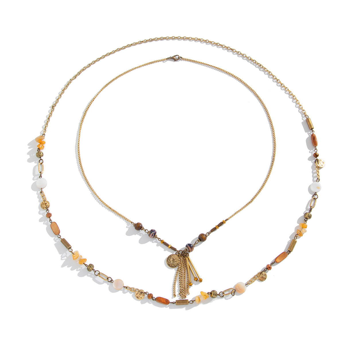 Mixed Gemstone Antique Bronze Layered Necklace Set