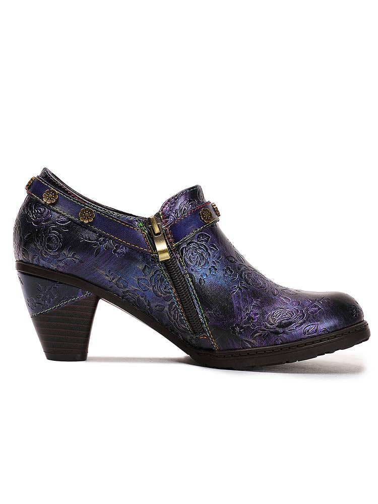 Adalee Retro Floral Embossed Shoes