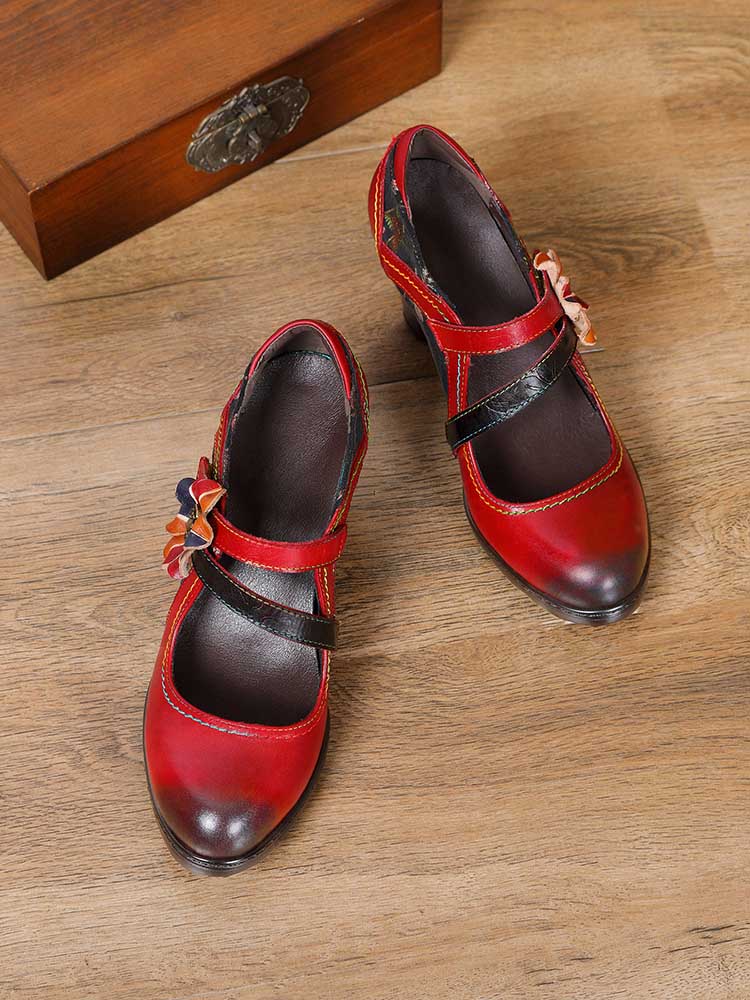 Veda Hand Embossed Leather Shoes