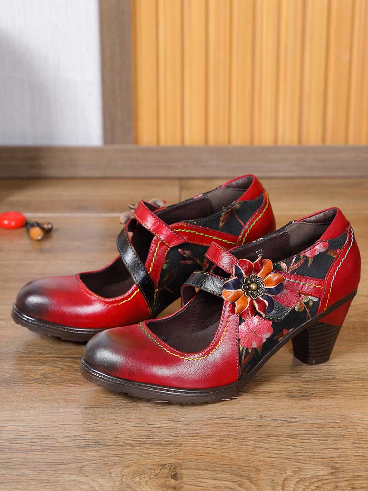 Veda Hand Embossed Leather Shoes