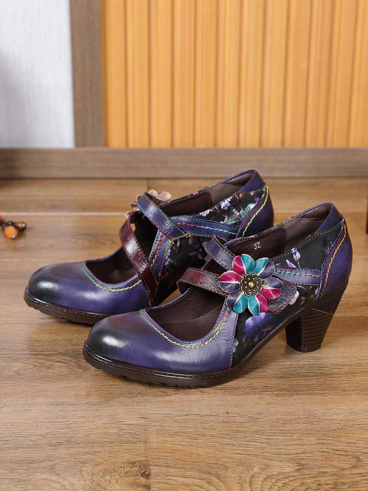 Veda Hand Embossed Leather Shoes