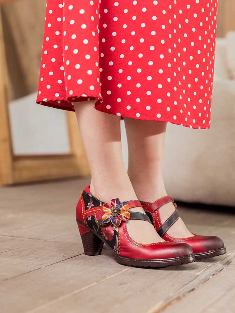 Veda Hand Embossed Leather Shoes