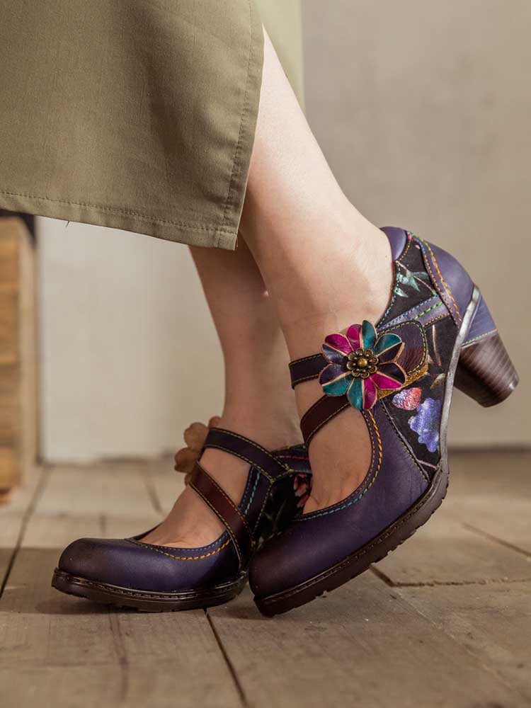 Veda Hand Embossed Leather Shoes