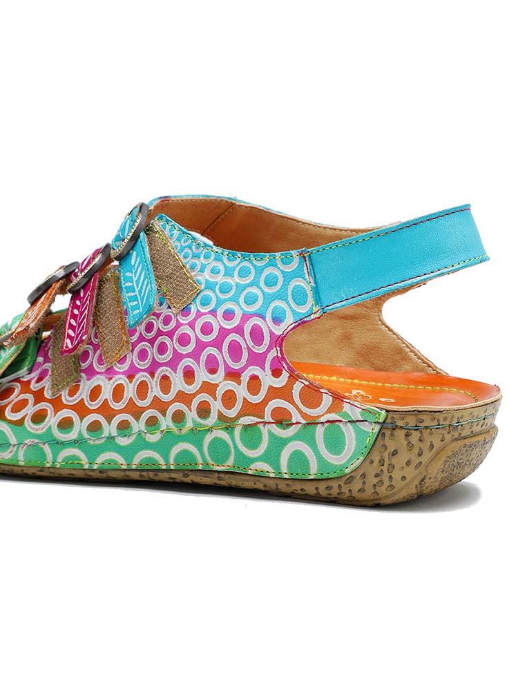 Comfy Printed Leather Flower Sandals