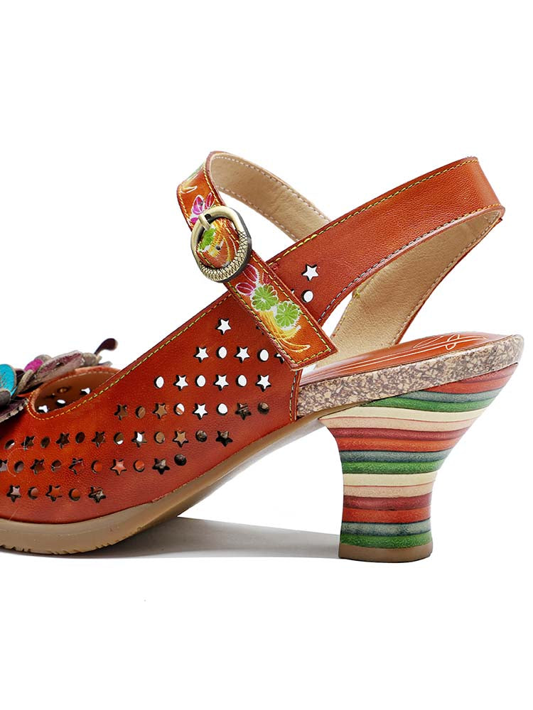 Fish Mouth Three Flowers Hollow Sandals