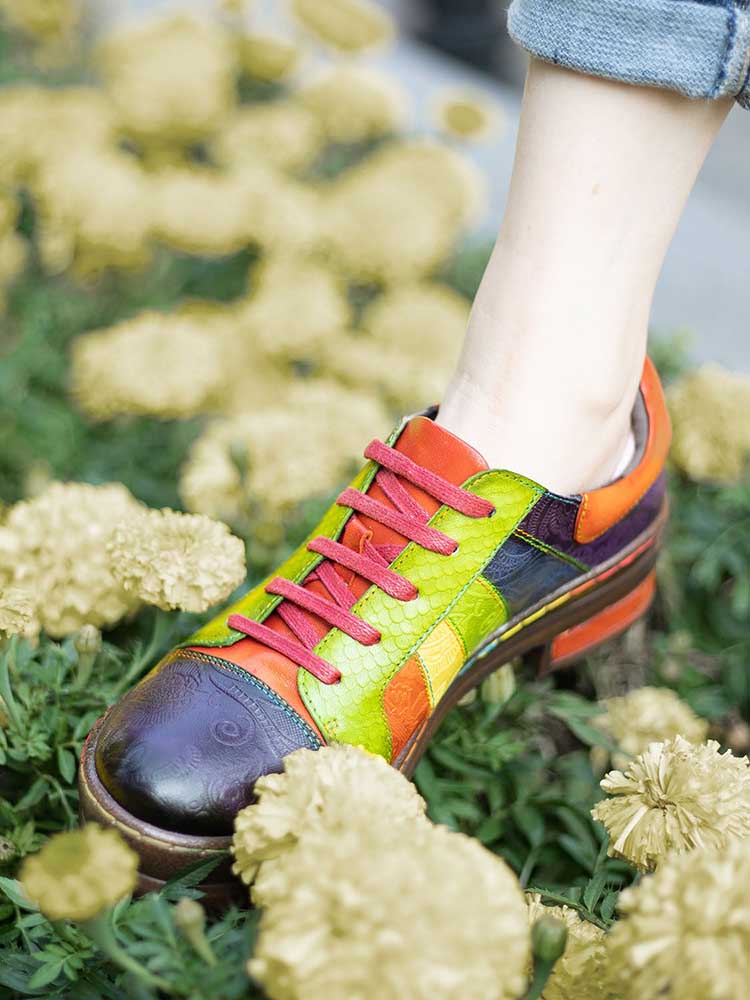 Vintage Inspired Casual Leather Lace Up Loafers