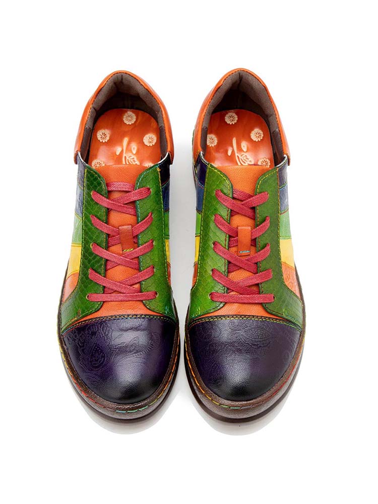 Vintage Inspired Casual Leather Lace Up Loafers