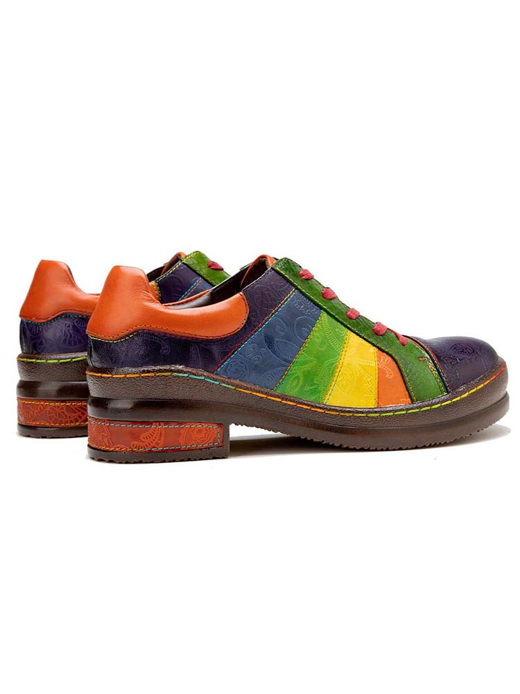 Vintage Inspired Casual Leather Lace Up Loafers