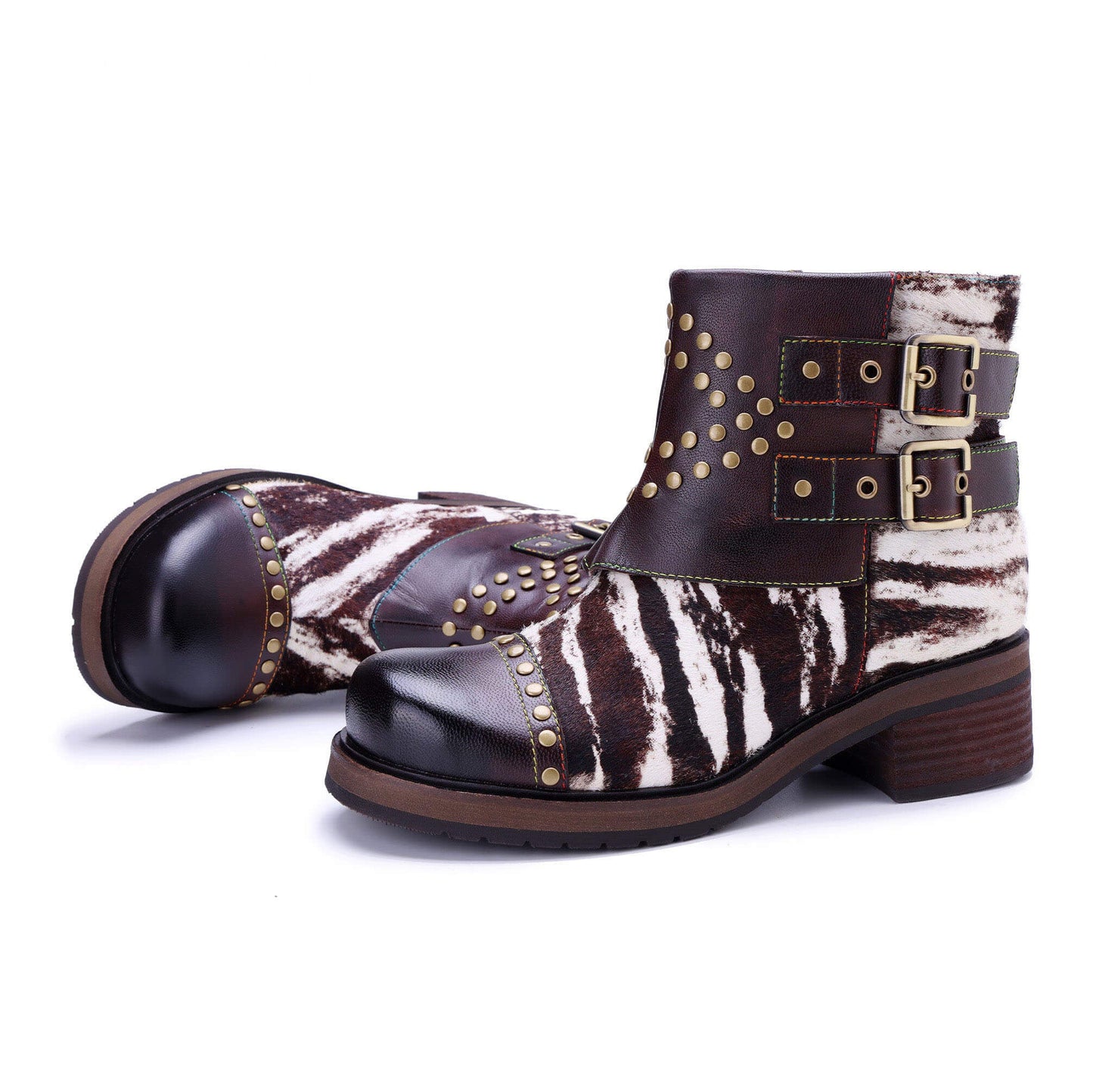 Wild Zebra Flat Ankle Boots
