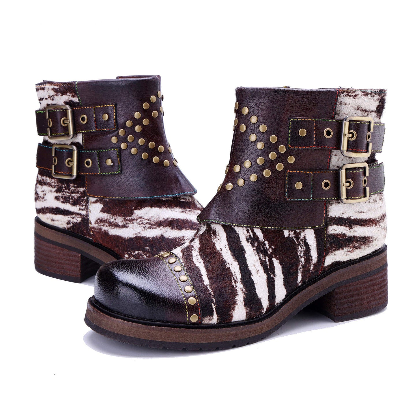 Wild Zebra Flat Ankle Boots