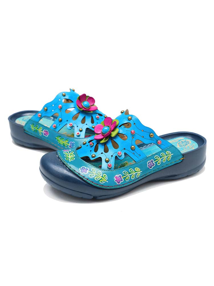 Vintage Printed Flowers Pattern Sandals