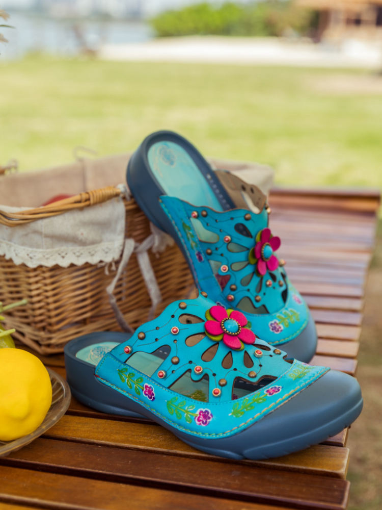 Vintage Printed Flowers Pattern Sandals