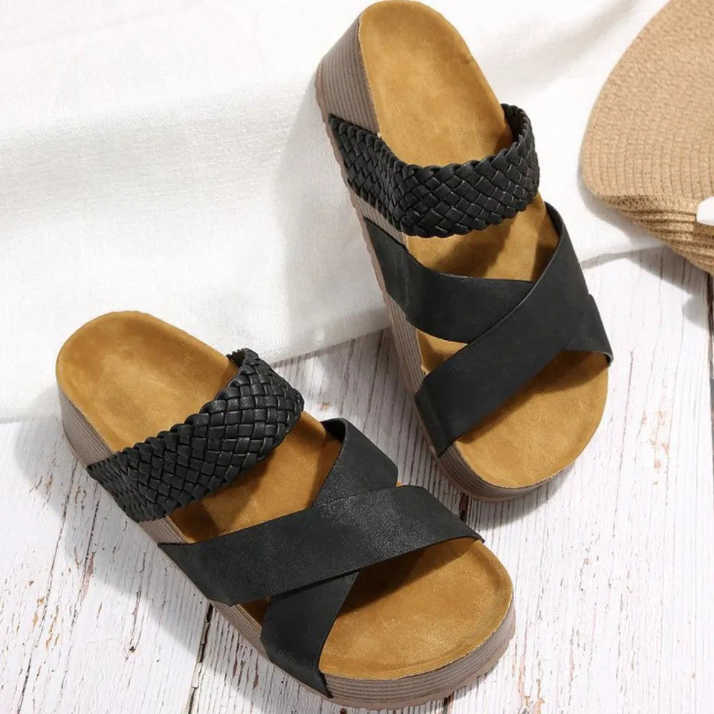 Crisscross Open-Toe Vegan Platform Sandals