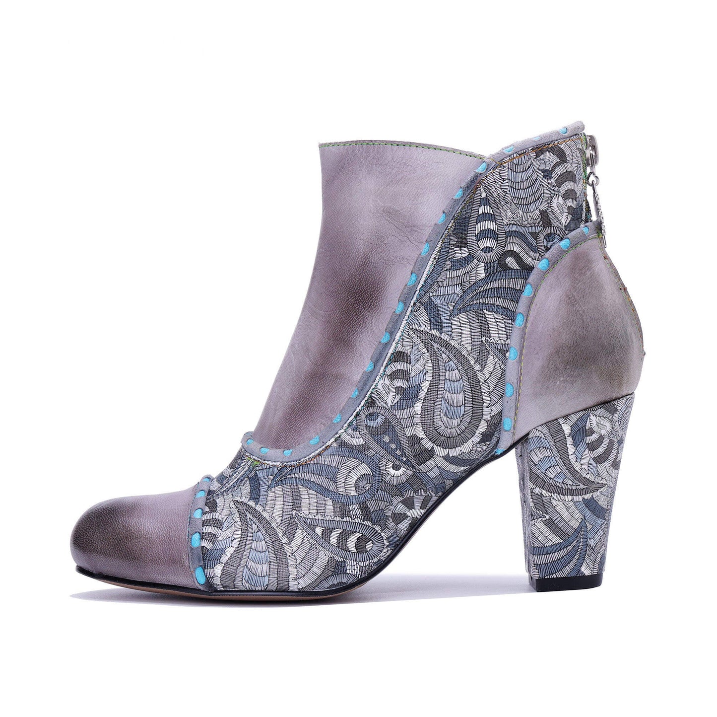 Silver Mist Paisley Ankle Boots