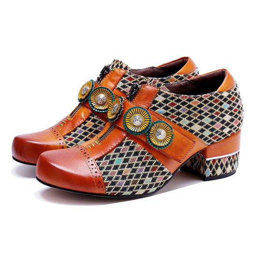 Vintage Handmade Color-block Shoes