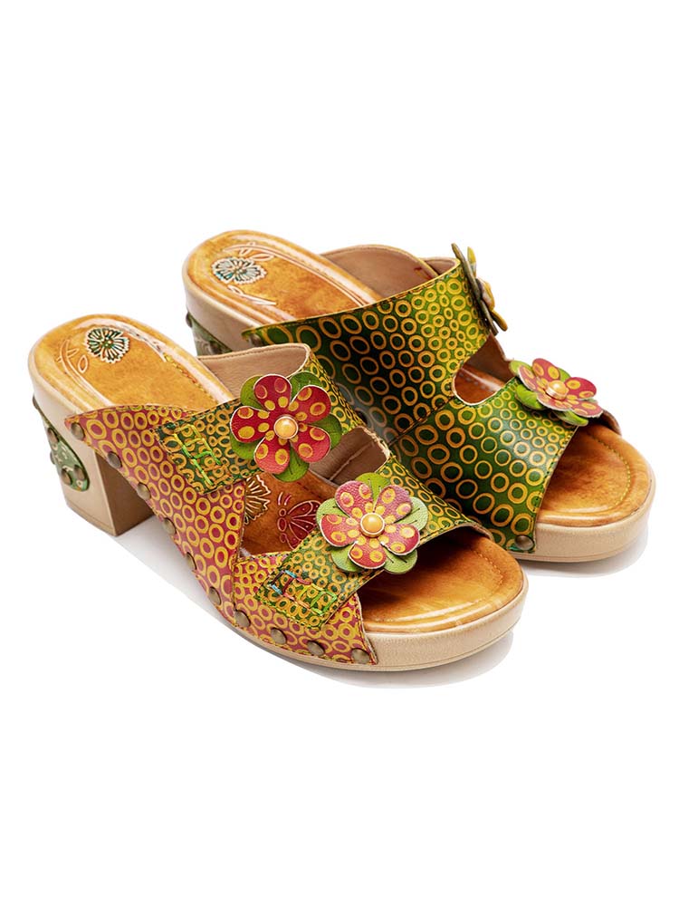 Vintage Handmade Fish Mouth Floral Sandals