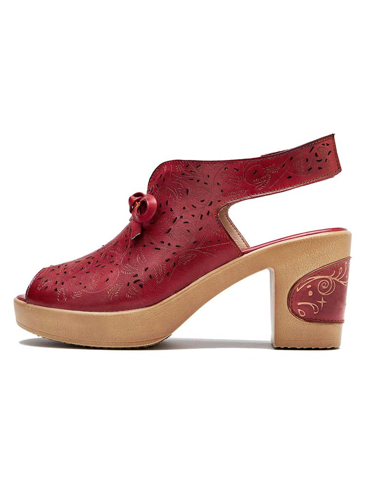 Vintage Handmade Fish Mouth Hollow Sandals