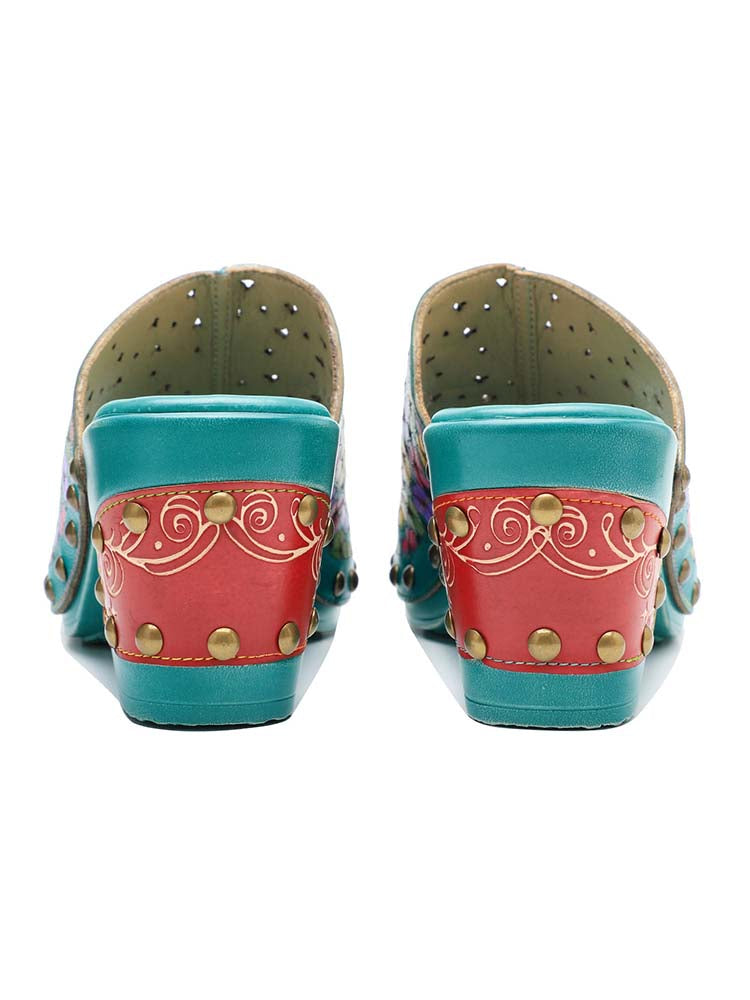 Retro Handmade Four-color Printed Sandals